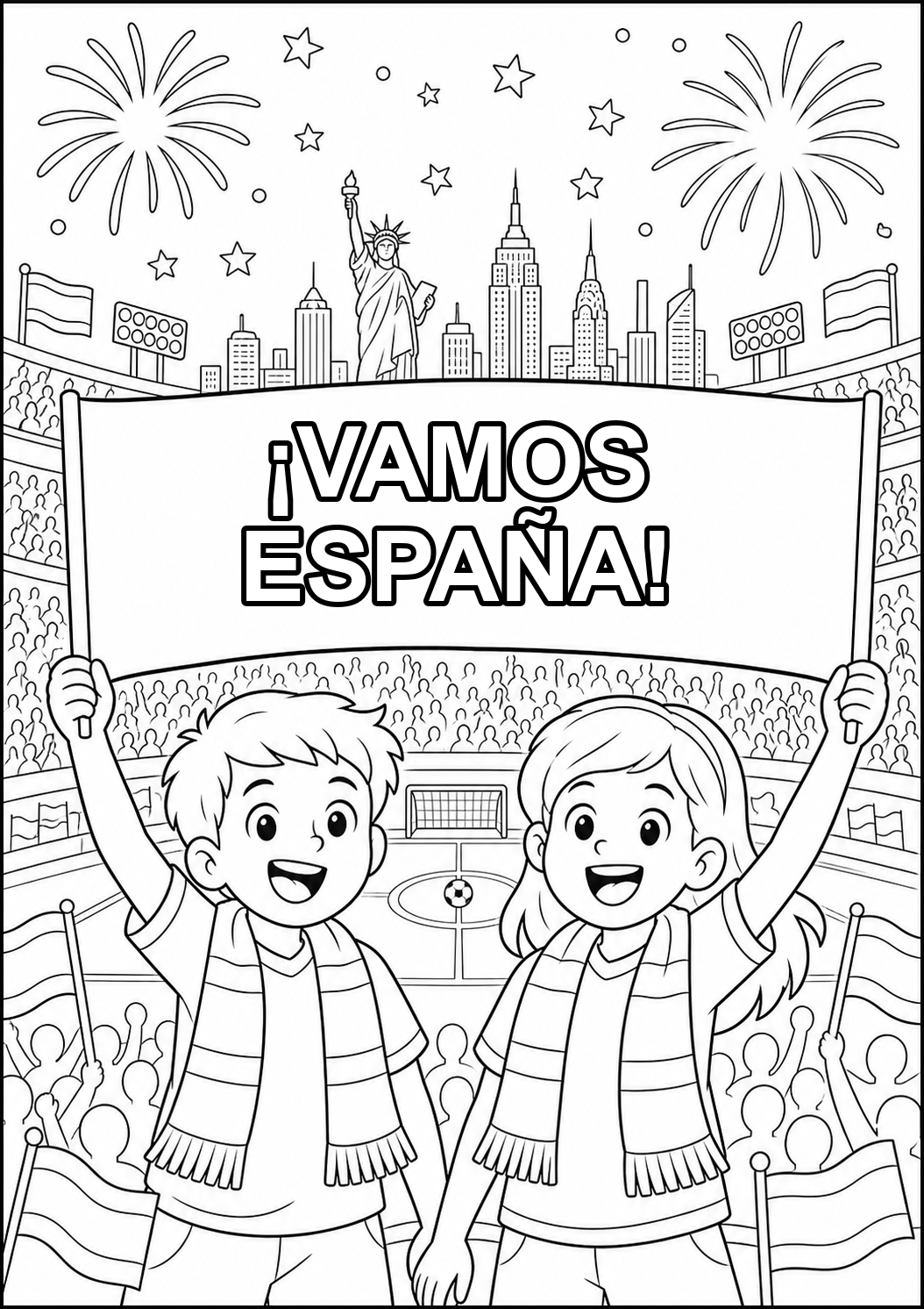 Vamos España WK poster kleurplaat